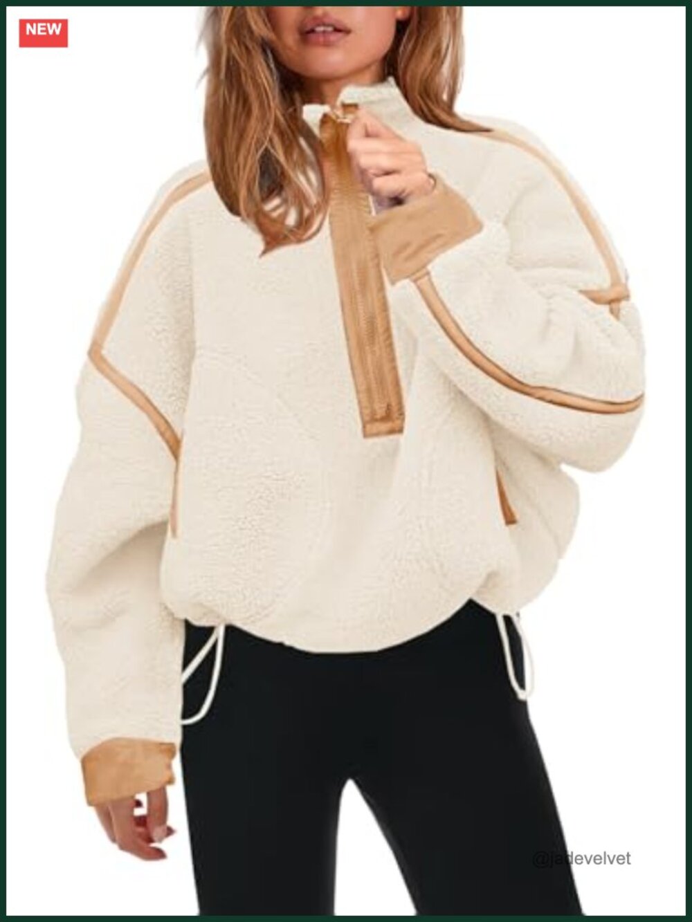 Womens Half Zip Fleece Pullover Sherpa Jacket Zip Pockets